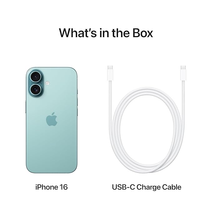 iPhone 16 128 GB: 5G Mobile Phone with Camera Control, A18 Chip and a Big Boost in Battery Life. Works with AirPods; Teal
