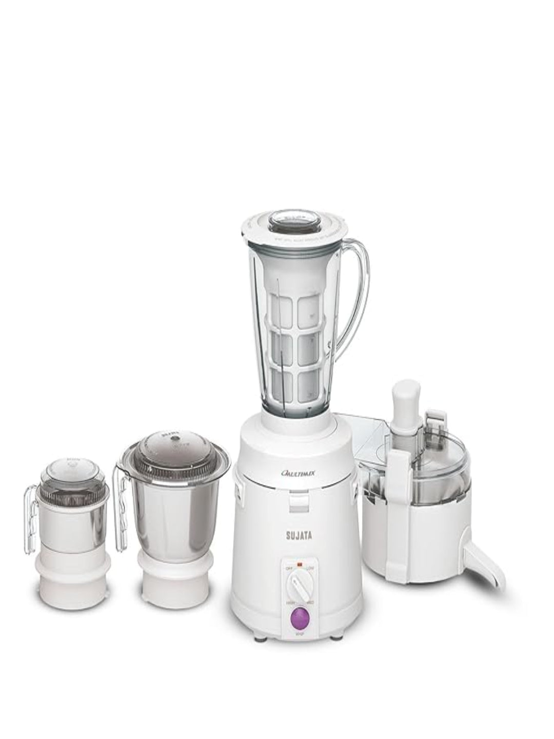 Sujata Multimix Juicer Mixer Grinder|900 Watts Double Ball Bearing Motor|22000 RPM|Non-Stop 90 Mins Running|3 Jars including 1750ml Blender with Coconut Milk Extractor,1000ml, 500ml Jar| (White)
