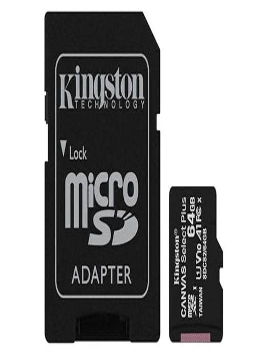 KINGSTON SDCS2/64GBIN Canvas Select Plus A1 64 GB MicroSDXC Class 10 100 MB/s Memory Card Compatible with Mobile  (With Adapter)