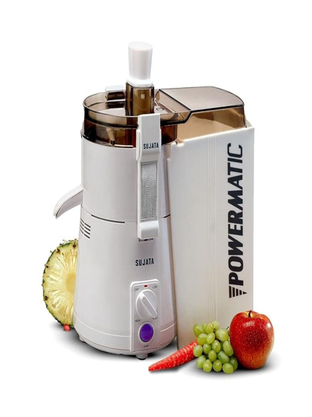 Sujata Powermatic Juicer|900 Watts Double Ball Bearing Motor|22000 RPM|Non-Stop 90 Mins Running|Centrifugal Juicer| (White)