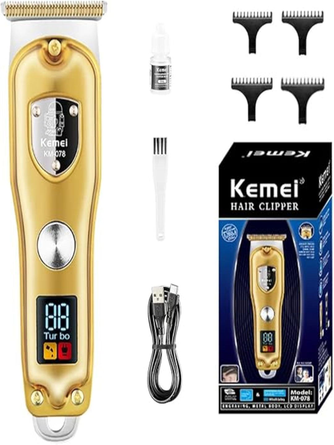 KM078 Professional Hair Shaver Clipper Trimmer Gold