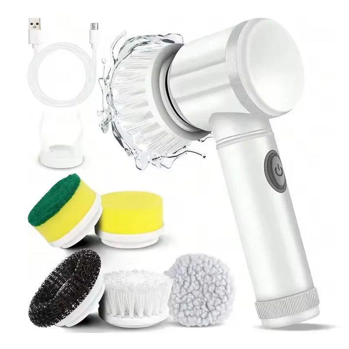 basics IND, 5-in-1 Powerful Electric Spin Scrubber | Powerful Cordless Cleaning Brush for Bathroom, Kitchen & More!