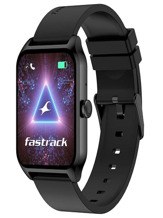 Fastrack Reflex Beat Pro Smart Watch|Large 1.75" Super UltraVU Display|Highest 320x390 Pixel Resolution|SingleSync BT Calling|110+ Sports Modes|Nitrofast Charging|Calculator|Passcode Protection, Black