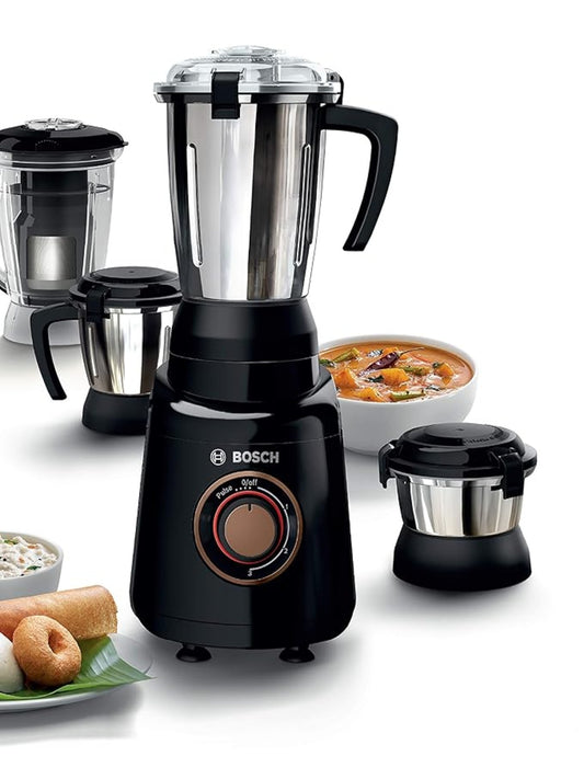 Bosch TrueMixx Bold Mixer Grinder (600 Watt, 4 Jars, Black) - MGM4344BIN