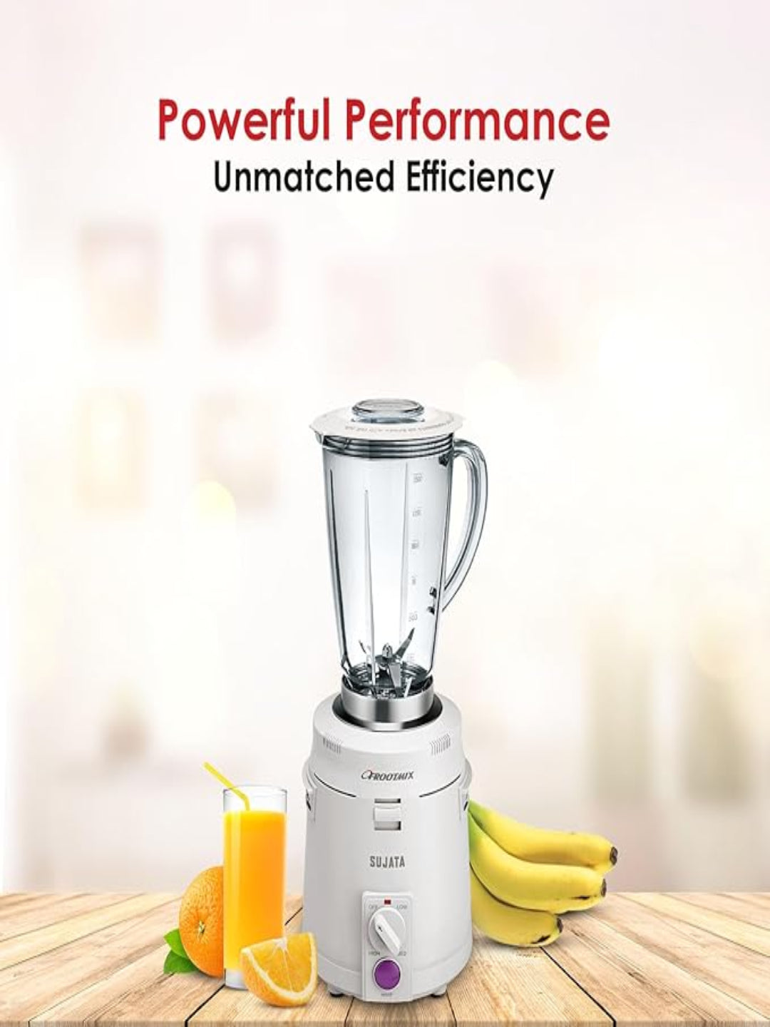 Sujata Frootmix Mixer Blender|900 Watts Double Ball Bearing Motor|22000 RPM|Non-Stop 90 Mins Running|1750ml Unbreakable Blender Jar with Heavy Metal Base| (White)