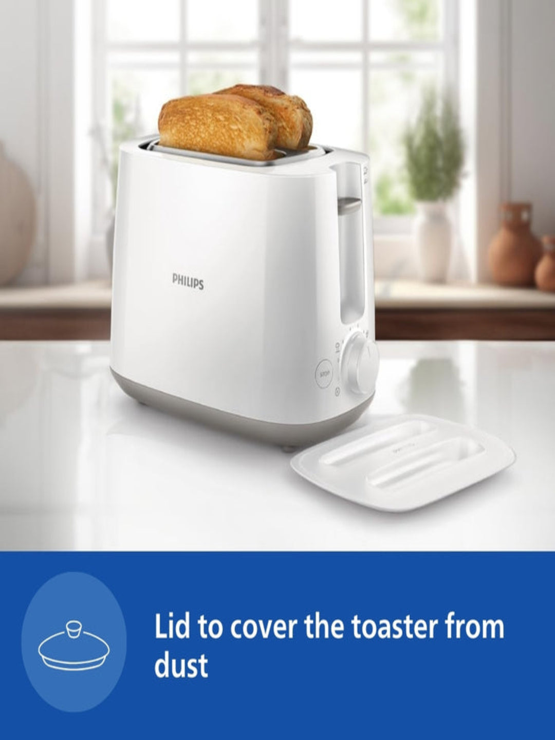 Philips Two Slice Pop Up Toaster with Bun Warmer - HD2582/00
