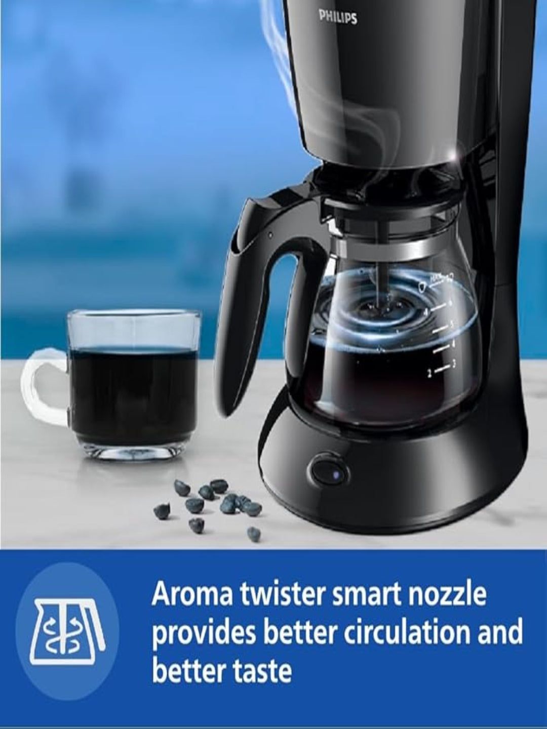 Philips Drip Coffee Maker HD7432/20, 0.6 L, Ideal for 2-7 cups, 750W, Black, Medium