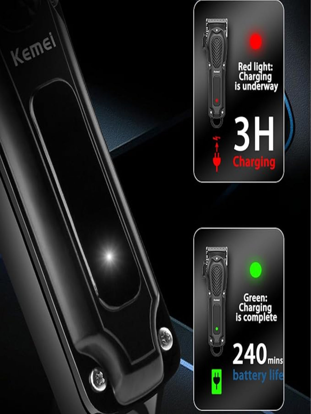 KMPG1071 Hair Clippers for Men Professional Cordless Trimmer Black