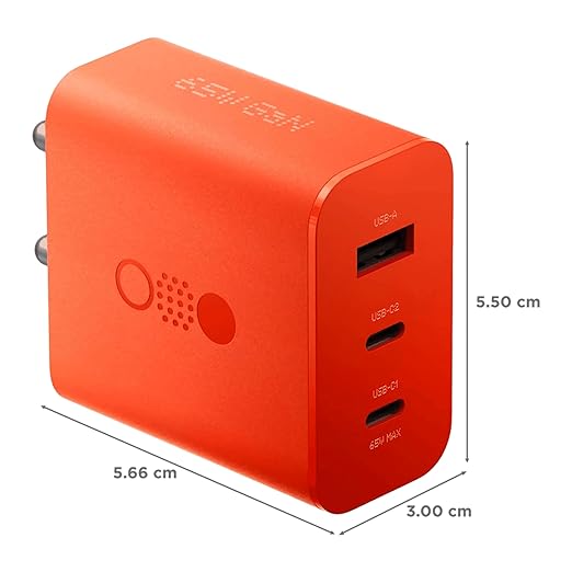 CMF BY NOTHING 65 W Gan 3 A Multiport Backcase For Mobile USB Type A Charger (Orange)