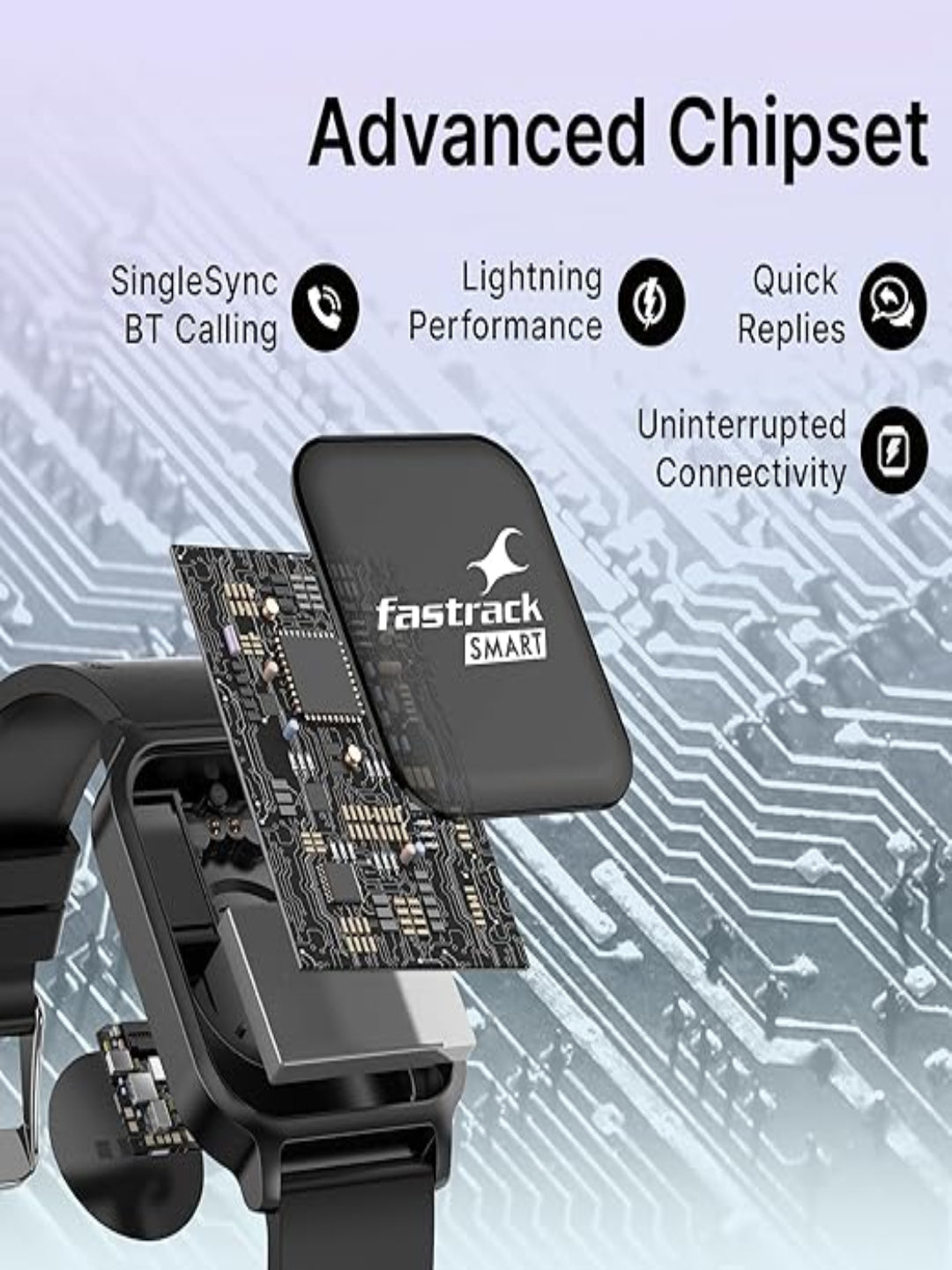 Fastrack Reflex Beat Pro Smart Watch|Large 1.75" Super UltraVU Display|Highest 320x390 Pixel Resolution|SingleSync BT Calling|110+ Sports Modes|Nitrofast Charging|Calculator|Passcode Protection, Black