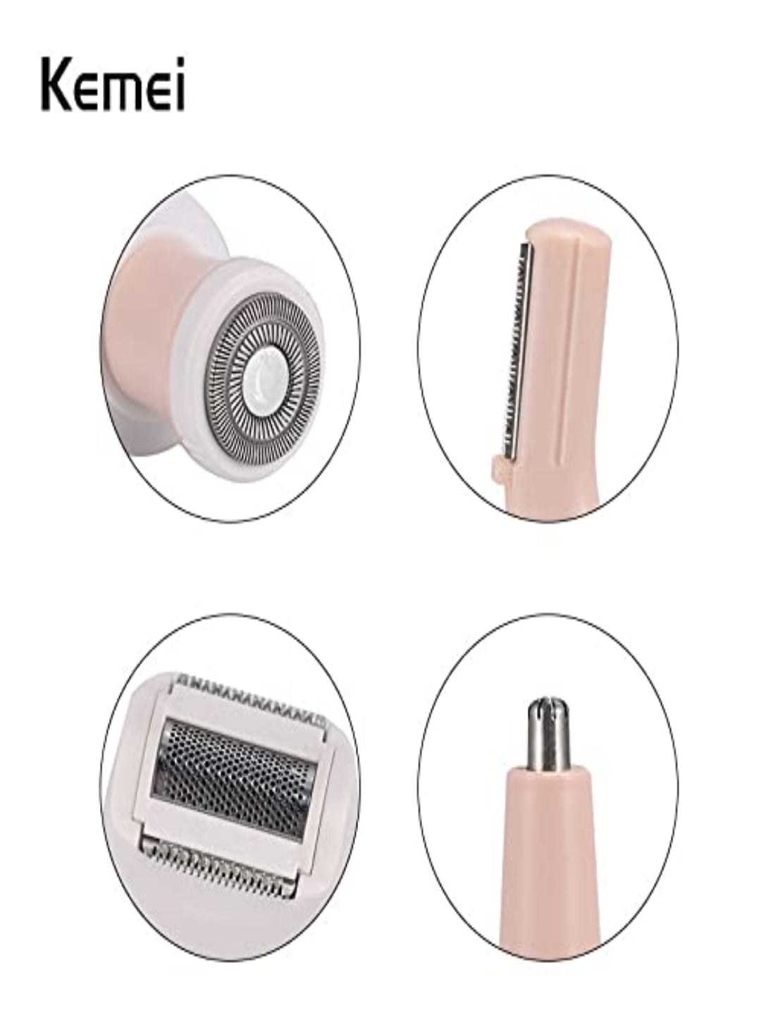 Kemei electric shaver components on a white background