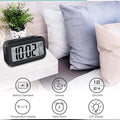 Basics IND Digital Smart Back Light Alarm Clock with Automatic Sensor Date,Temperature |Digital Alarm Clock for Bedroom |Alarm Clocks for Heavy Sleepers (Plastic,Black)