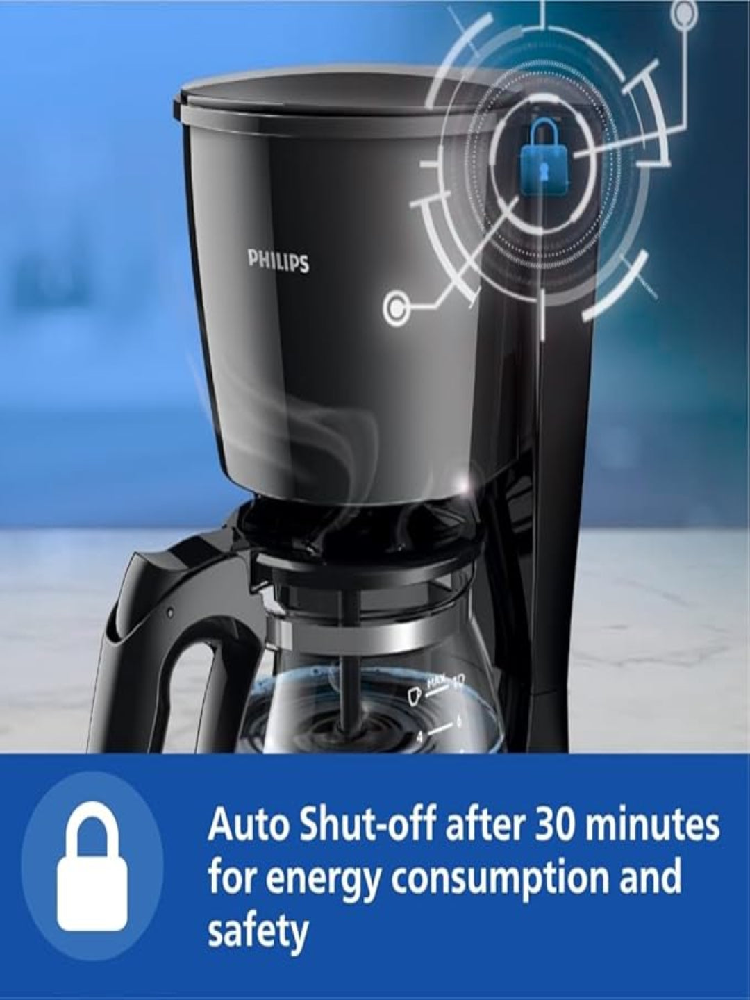 Philips Drip Coffee Maker HD7432/20, 0.6 L, Ideal for 2-7 cups, 750W, Black, Medium