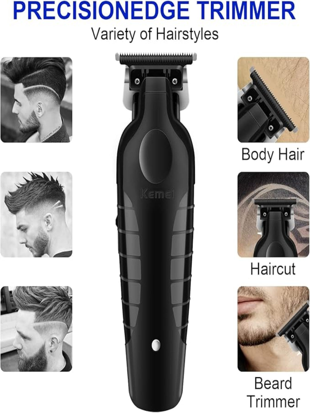 KM2299 Black Hair Clippers for Men USB Rechargeable Trimmer