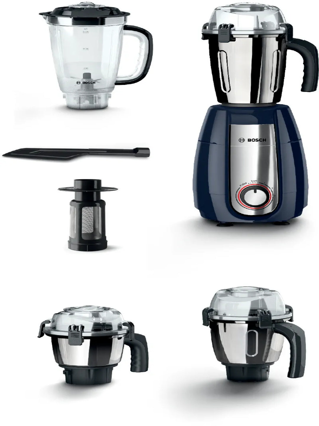 Bosch TrueMixx Pro Mixer Grinder MGM8842DIN 1000 W 4 Jars, Dark Blue