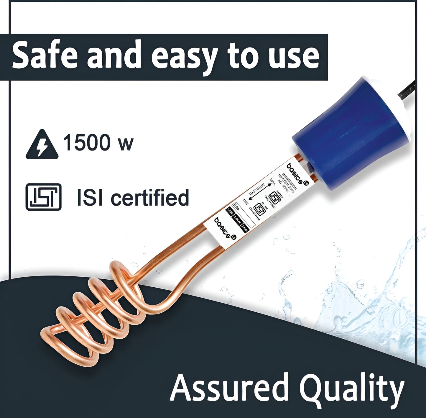 Basics IND Submersible NIH 430-05 1500 W Shock Proof Immersion Heater Rod  (Water)