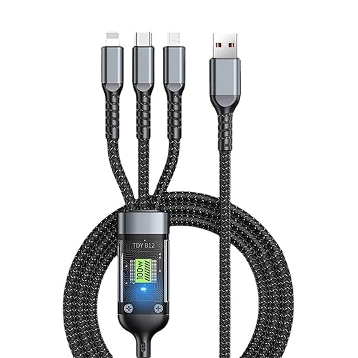 Basics IND 3-in-1 Cable 1 m TRANS3IN1-CBLE  (Compatible with Charging Phones, Black)