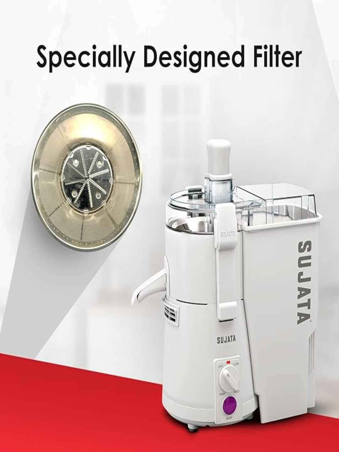 Sujata Powermatic Plus Juicer Mixer Grinder|900 Watts Double Ball Bearing Motor|22000 RPM|Non-Stop 90 Mins Running|2 Jars including 1750ml Blender, 1000ml Grinder Jar| (White)