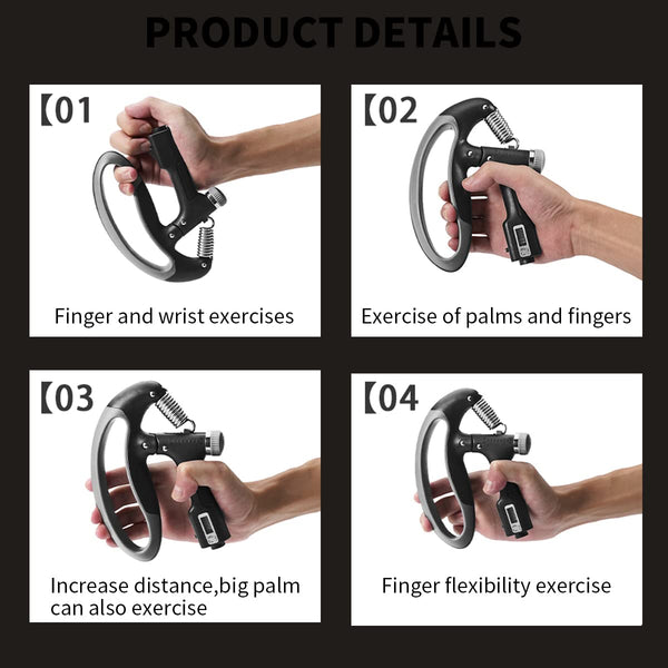 Basics IND, Adjustable Hand Grip Strengthener with Digital Counter Boost Your Forearm, Wrist & Hand Strength with Customizable Resistance - 10 to 100Kgs