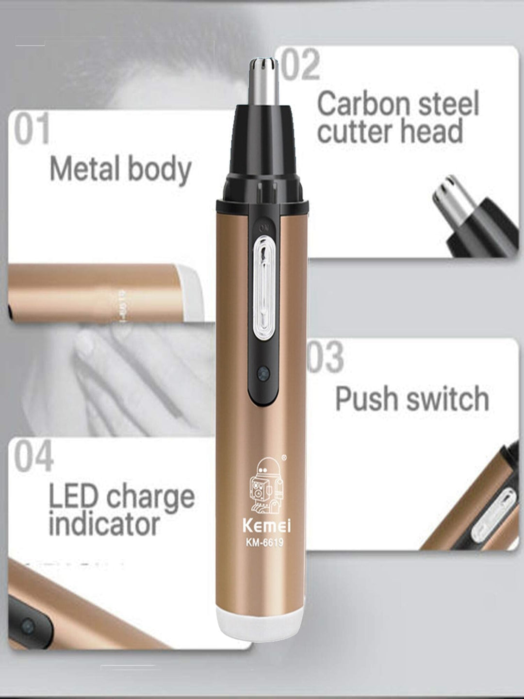 KM6619 Nose Shaving Cleaner Trimmer Home Travel