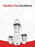 Sujata Dynamix Mixer Grinder|900 Watts Double Ball Bearing Motor|22000 RPM|Non-Stop 90 Mins Running|3 Food Grade Steel Jars including 1500ml Multipurpose, 1000ml Grinder, 500ml Chutney Jar| (White)