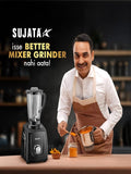 Sujata MG01 Mixer Grinder|1000 Watts Double Ball Bearing Motor|25000 RPM| Non-Stop 90 Mins Running|3 Jars including 1750ml Blender, 1000ml Grinder, 500ml Chutney Jar| (Black)
