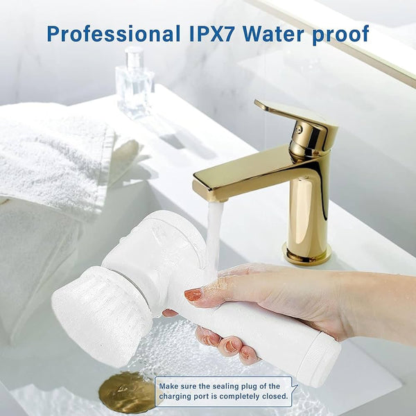 basics IND, 5-in-1 Powerful Electric Spin Scrubber | Powerful Cordless Cleaning Brush for Bathroom, Kitchen & More!