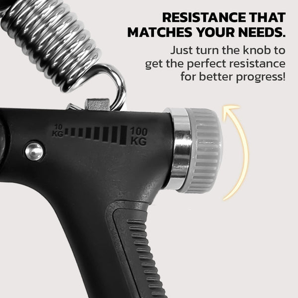 Basics IND, Adjustable Hand Grip Strengthener with Digital Counter Boost Your Forearm, Wrist & Hand Strength with Customizable Resistance - 10 to 100Kgs