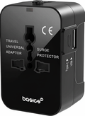 Basics India Universal Travel Adapter with Surge Protection & USB-C Charging – All-in-One Global Power Converter/Compatible with Smartphones, Laptops, Camera, Mobiles, Tablets (Black)