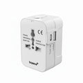Basics India Universal Travel Adapter with Surge Protection & USB-C Charging – All-in-One Global Power Converter/Compatible with Smartphones, Laptops, Camera, Mobiles, Tablets (White)
